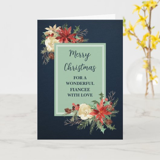 Carte Fleurs rustiques Fiancée Joyeux Noël (Fleur jaune)