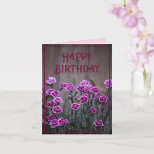 Carte Fleurs Rustiques Rose Dianthus Anniversaire