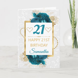 Carte Fleurs sarcelles et anniversaire en feuille d'or