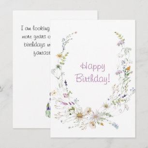 Carte Fleurs sauvages aquarelle de printemps Joyeux Anni
