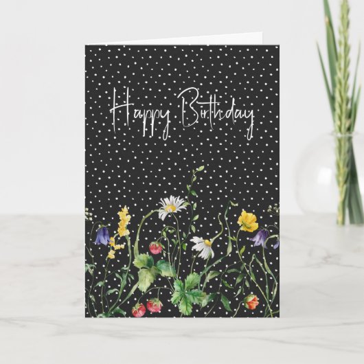 Carte Fleurs sauvages d'anniversaire en Pois (Devant)