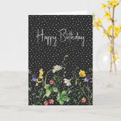 Carte Fleurs sauvages d'anniversaire en Pois (Fleur jaune)