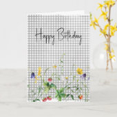 Carte Fleurs sauvages D'Anniversaire Sur En vichy D'Arge (Fleur jaune)