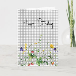 Carte Fleurs sauvages D'Anniversaire Sur En vichy D'Arge