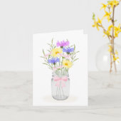 Carte Fleurs sauvages de printemps à Mason Jar Vase Tout (Fleur jaune)