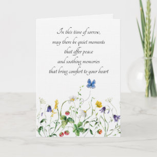 Carte Fleurs sauvages de sympathie et papillon 