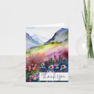 Carte Fleurs sauvages et montagne à l'aquarelle personna