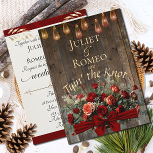 Carte Fleurs sauvages et ruban Tyin' the Knot - Rouge