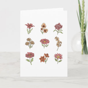 Carte Fleurs sauvages Fleurs vintage Botanique