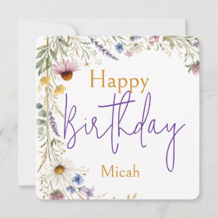 Carte Fleurs sauvages floral botanique aquarelle, Annive