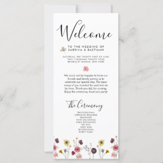 Carte 🌸 💍 Fleurs sauvages Mariage Bienvenue