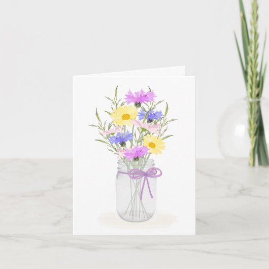 Carte Fleurs sauvages Mason Jar Vase Toute Occasion Salu (Devant)