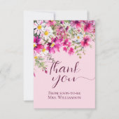 Carte Fleurs sauvages rose vif Boho Merci Floral (Devant)