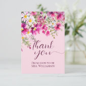 Carte Fleurs sauvages rose vif Boho Merci Floral (Debout devant)