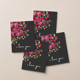 Carte Fleurs sauvages rouges aquarelle romantiques "Je t