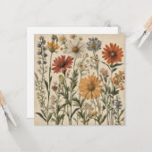 Carte Fleurs sauvages vintage (Devant/Arrière en situation)