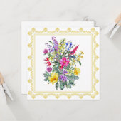 Carte Fleurs sauvages Vintages aquarelle (Devant/Arrière en situation)