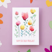Carte Fleurs scandinaves mignonnes Anniversaire personna