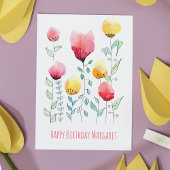 Carte Fleurs scandinaves mignonnes Anniversaire personna
