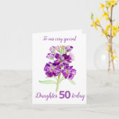 Carte Fleurs Stocks, fille violette, 40e anniversaire (Fleur jaune)