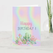 Carte Fleurs tropicales Cactus Holographique Anniversair (Devant)