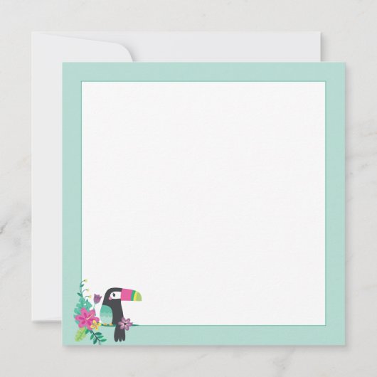 Carte fleurs tropicales colorées et toucan inspirant (Dos)