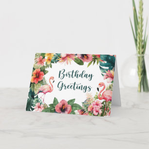 Carte Fleurs tropicales d'anniversaire Florales de coule