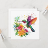 Carte Fleurs tropicales des colibris (Devant/Arrière en situation)