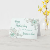 Carte Fleurs turquoise Soeur en droit Bonne fête des mèr (Fleur jaune)