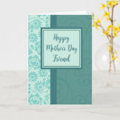 Carte Fleurs turquoises Ami Bonne fête des mères (Fleur jaune)