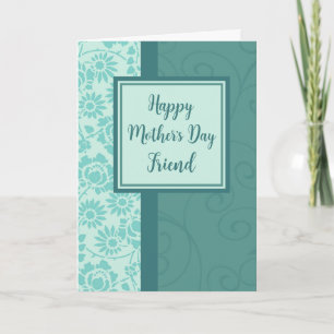 Carte Fleurs turquoises Ami Bonne fête des mères