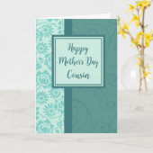 Carte Fleurs turquoises Cousin Bonne fête des mères (Fleur jaune)