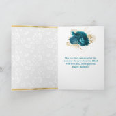Carte Fleurs turquoises et huile d'or Anniversaire (Intérieur)