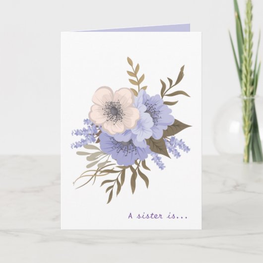 Carte Fleurs, une soeur est la citation de Dieu (Devant)