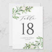 Carte Fleurs vertes et blanches Numéros de tableau gris (Dos)