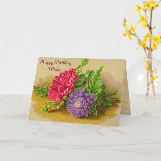 Carte Fleurs vintages d'anniversaire (Fleur jaune)