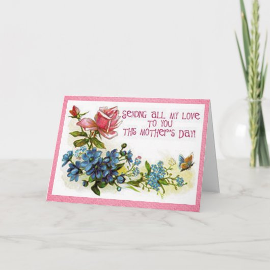 Carte Fleurs vintages de jour de mères (Devant)