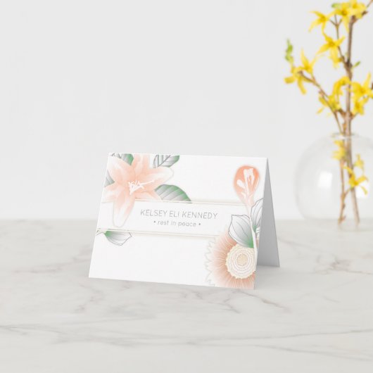 Carte Fleurs vintages élégantes funérailles (Fleur jaune)