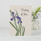 Carte Fleurs vintages Iris Aquarelle Botanique Note (Debout devant)