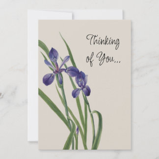 Carte Fleurs vintages Iris Aquarelle Botanique Note