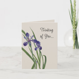 Carte Fleurs vintages Iris Aquarelle Botanique Note