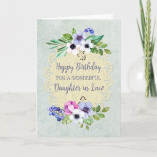 Carte Fleurs Vintages rustiques Fille en droit Anniversa