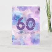 Carte Fleurs violettes 60e anniversaire Salutation (Devant)