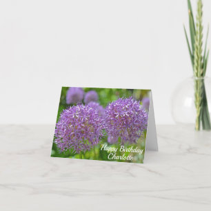Carte Fleurs violettes Allium Joyeux Anniversaire