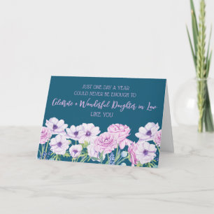 Carte Fleurs violettes bleues Fille en droit Anniversair