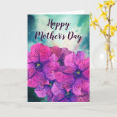 Carte Fleurs violettes brillantes Fête des mères (Fleur jaune)