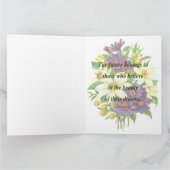 Carte Fleurs violettes et blanches avec citation (Intérieur)