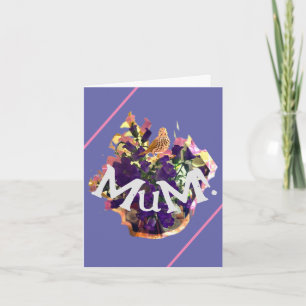 Carte Fleurs violettes et oiseaux