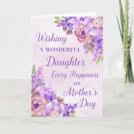 Carte Fleurs violettes Fête des mères Fille (Devant)