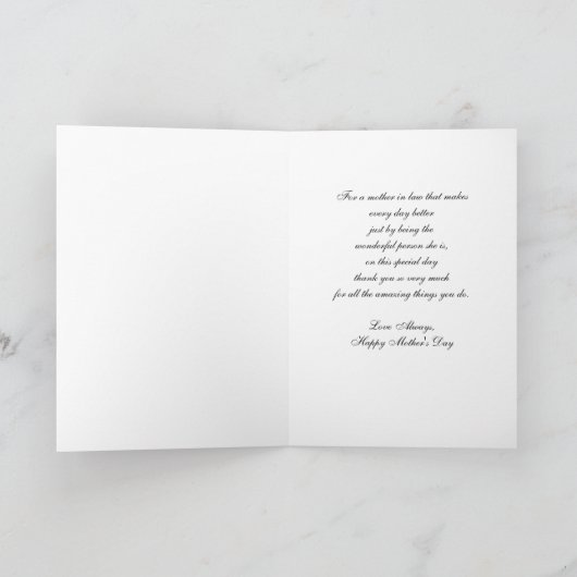 Carte Fleurs violettes Fête des mères Mère en droit (Intérieur)